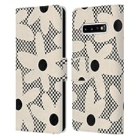 Head Case Designs Officially Licensed Kierkegaard Design Studio Daisy Black Cream Dots Check Retro Abstract Patterns Leather Book Wallet Case Cover Compatible with Samsung Galaxy S10+ / S10 Plus
