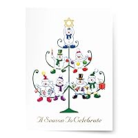 Designer Greetings Interfaith Boxed Christmas Cards, A Season to Celebrate, Christmas and Hanukkah (Box of 18 Gold Foil Embossed Cards with Envelopes)