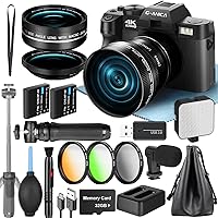 4K Digital Cameras for Photography, 48MP Vlogging Camera for YouTube with Microphone, WiFi and Tripod Grip, Video Camera with Wide-Angle&Macro Lens, Content Creator Kit & Travel Camera