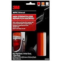 3M Auto High-Strength Lens Repair Film, 3.5 in x 7.75 in, Assorted Sheets: Red / Amber / Clear, Weatherproof & Airtight Seal, Flexible Film Repairs Flat or Curved Lenses on Truck & Car Lights (03345)