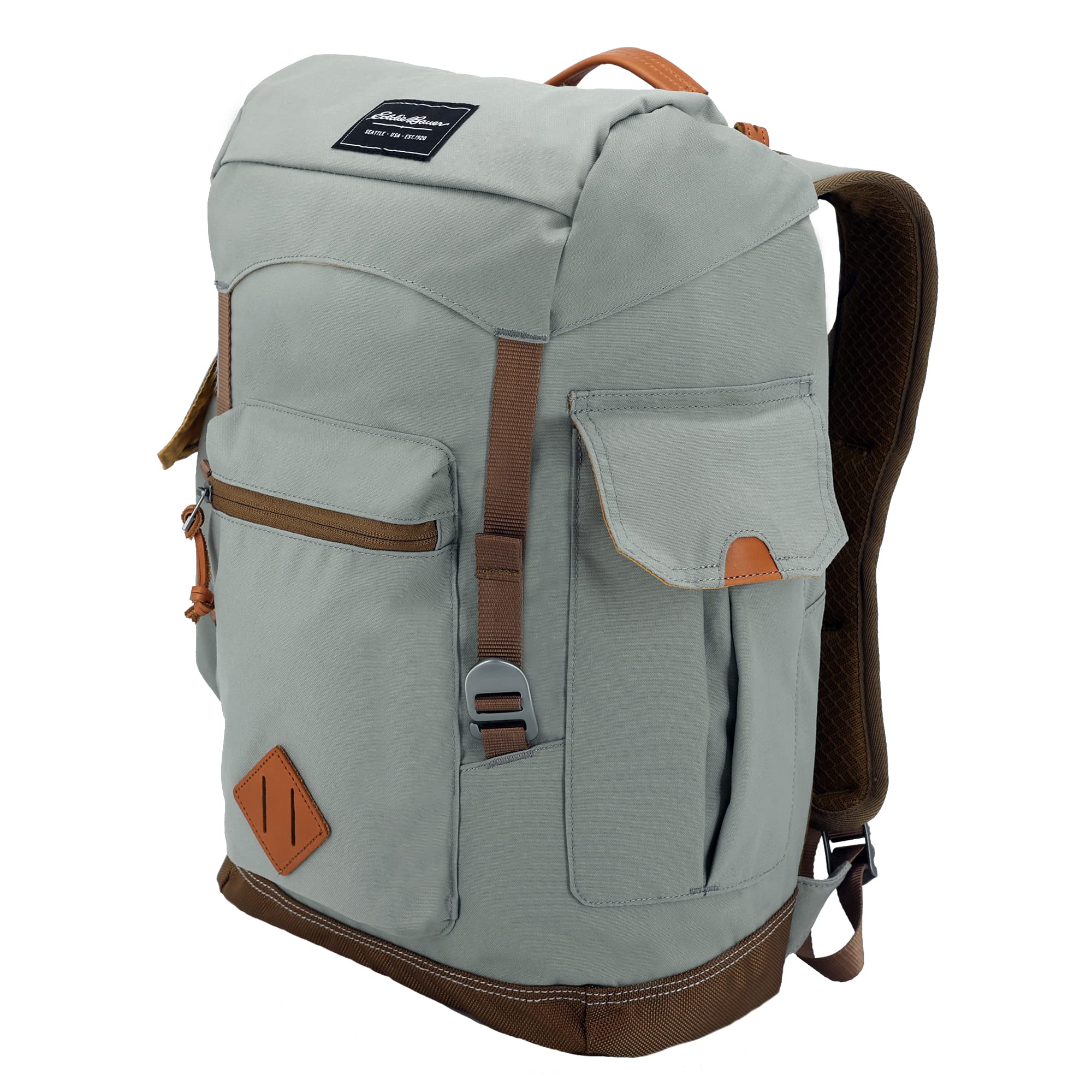 Eddie Bauer Bygone Backpack with Exterior Pockets and Laptop Compatible Sleeve (Multiple Sizes Available), Light Heather Grey, 25L