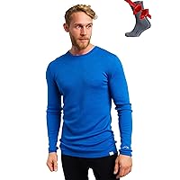 Merino.tech Merino Wool Base Layer - Mens 100% Merino Wool Long Sleeve Thermal Shirts Lite, Midweight, Heavyweight + Socks