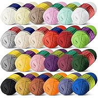 Soft Yarn for Crocheting – Crochet & Knitting Yarn, Beginner Yarn with Easy-to-See Stitches, 24 x 50g - 2400 Yards Amigurumi Yarn, Cotton-Nylon Blend Tshirt Yarn for Crocheting, Worsted Weight Yarn 4