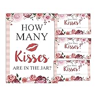 How Many Kisses in The Jar White Floral Bridal Shower Game 1 Sign + 30 Cards