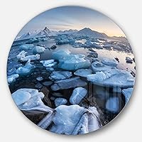 Unusual Arctic Ice Landscape Seashore Round Metal Wall Art-Disc of 11, 11'' H x 11'' W x 1'' D 1P, White