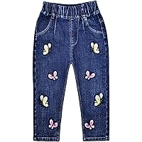 Peacolate 3-5Years Little Girl Embroidered Butterfly Jeans(3Years)
