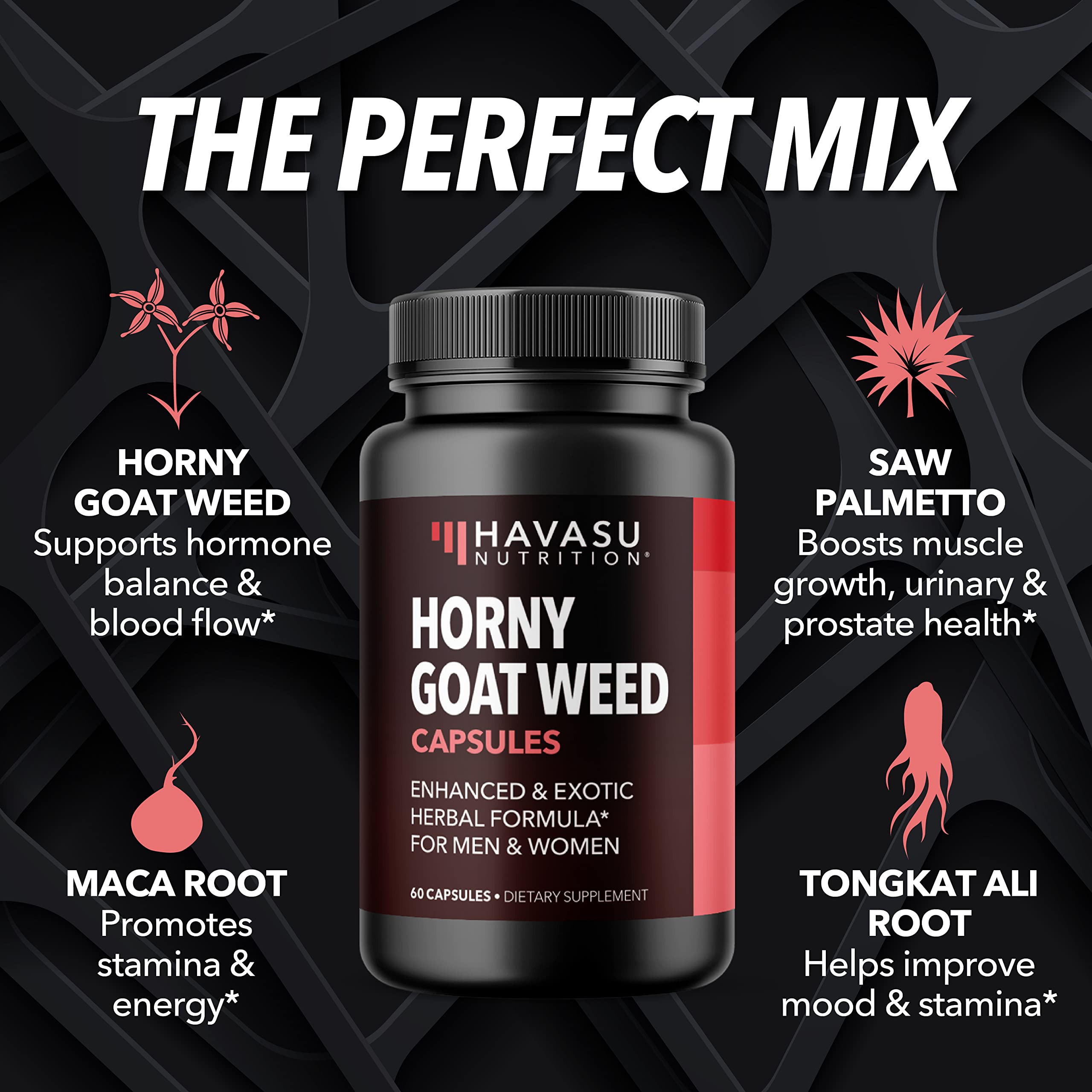 Horny Goat Weed Supplement for Him & Her | Formulated with Maca Root L-Arginine & Muira Puama for Natural Energy & Optimal Endurance