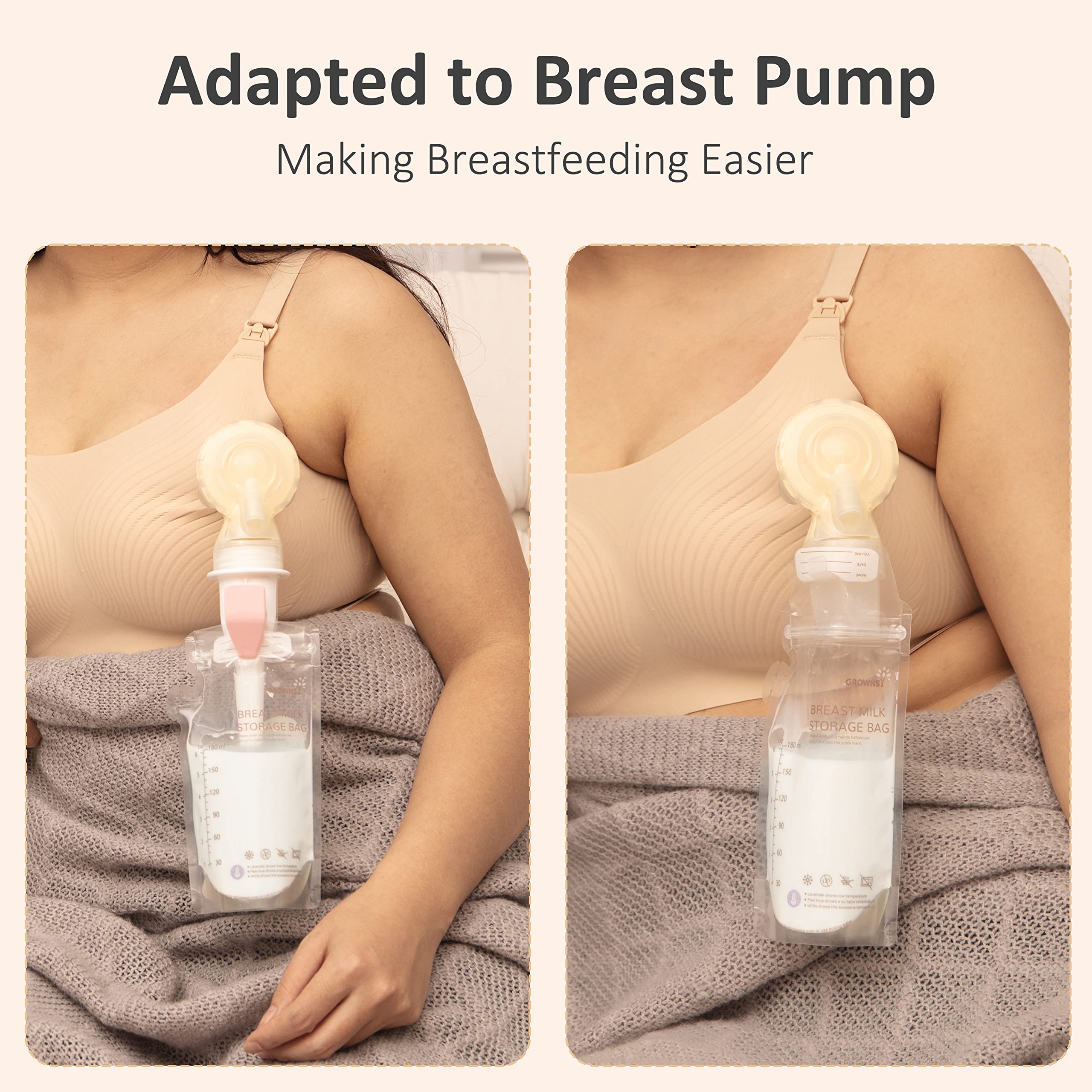 Grownsy Breastmilk Storage Bags 130PCS & Bottle Warmer