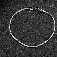 Width 2MM 316L Titanium Steel Snake Chain Bracelet Fashion Jewelry for Men Women Stainless Steel Link Bracelet (Length : 20cm)
