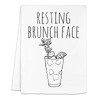 Resting Brunch Face, Flour Sack Kitchen Towel, Sweet Housewarming Gift, Farmhouse Kitchen Decor, White or Gray (White)