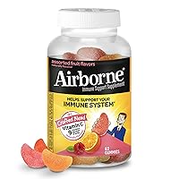 Airborne Vitamin C 750mg (per serving) - Assorted Fruit Gummies (63 count in a bottle), Gluten-Free Immune Support Supplement With Vitamins C E, Selenium