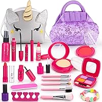 Pretend Makeup for Toddlers - BTEC Fake Play Makeup for Little Girls Age 3 4 5 6 7 Birthday Gift, Kids Makeup Kit Toys for Girls with Princess Purse