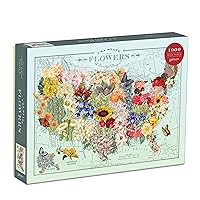 Galison Wendy Gold USA State Flowers Puzzle, 1000 Pieces, 20” x 27” – Jigsaw Puzzle Featuring a Colorful Illustration – Thick Sturdy Pieces, Challenging Family Activity, Great Gift Idea