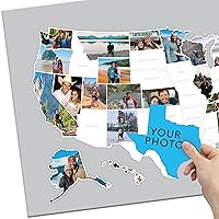 USA Photo Map - Travel Map Sticker Collage - 24 x 36” - Made in USA (Light Grey, No Frame Hanger)