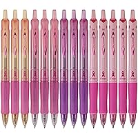 PILOT Acroball Breast Cancer Awareness Collection Advanced Ink Refillable & Retractable Ball Point Pens, Fine Point, Assorted Colors, 14-Pack (14688)