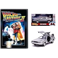 Doc, Nike Mags + Flying Skateboards: Back To The Future 2 + Jada Diecast Metal 1:32 Back to the Future 2 II Delorean Time Machine 2 Item Bundle
