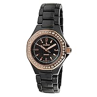 Peugeot Swiss Ladies Black and Rose Gold Ceramic Watch PS4896WR
