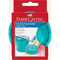 Faber-Castell Clic & Go Portable Paint Water Cup with Brush Holder, Turquoise - Collapsible Paint Brush Cleaner Rinse Cup, Travel Friendly Painting Accessories, 1 Count (Pack of 1)