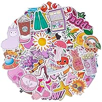 Cute VSCO Girl Stickers (100 Pcs) for Water Bottles, Trendy Waterproof Vinyl Decals for Laptop Skateboard Guitar Bike Luggage and Cellphone, Kawaii Pink Stickers for Girls & Teens