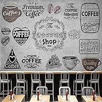 Coffee Restaurant Mural Wallpaper, Retro Style 3D Mural Photo Decor Paintings, Wall Artwork Decor for TV Background Wall Living Room and Bedroom 59