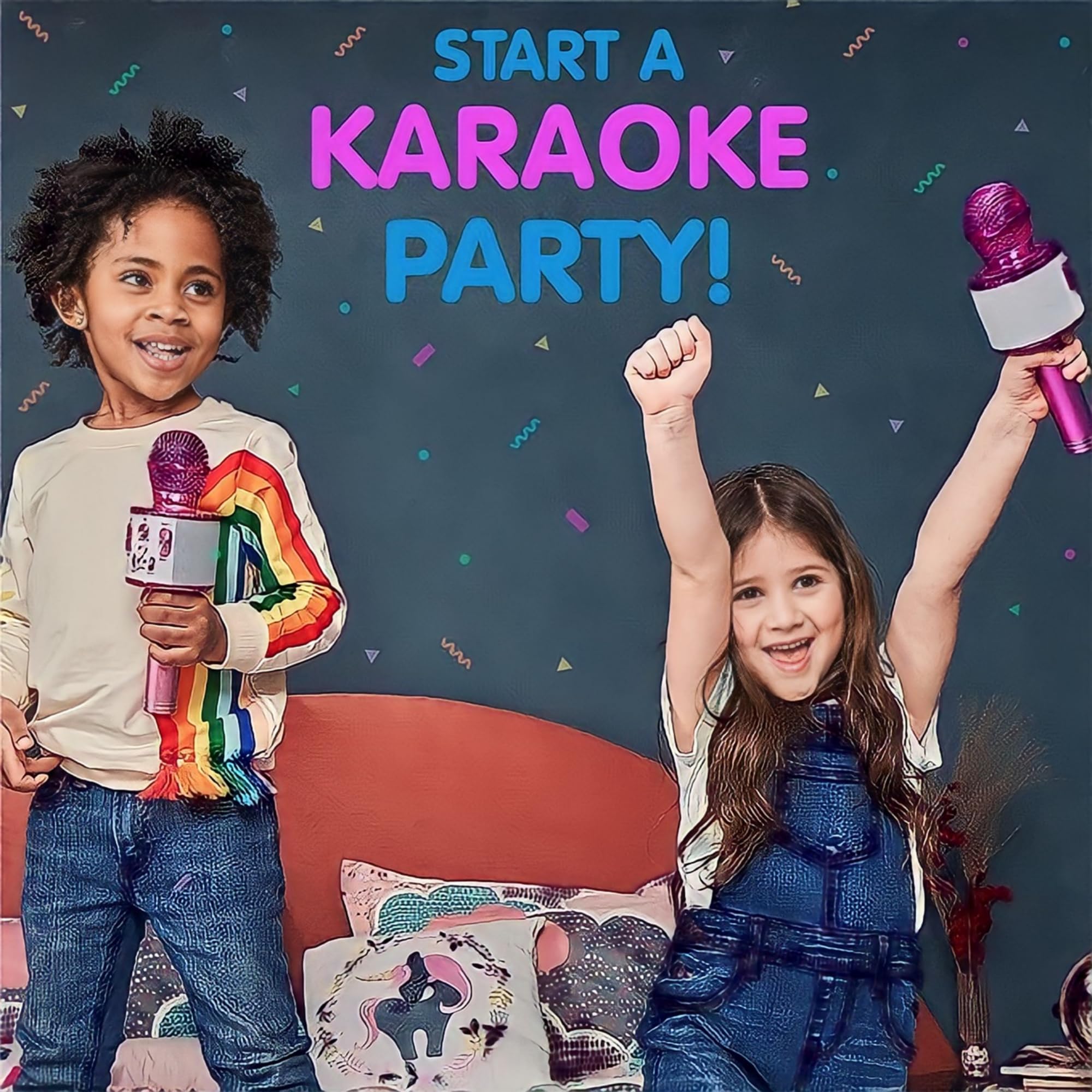 Move2Play, Kids Star Karaoke | Kids Microphone | Includes Bluetooth & 15 Pre-Loaded Nursery Rhymes | Birthday Gift for Girls, Boys & Toddlers | Girls Toy Ages 2, 3, 4-5, 6+ Years Old