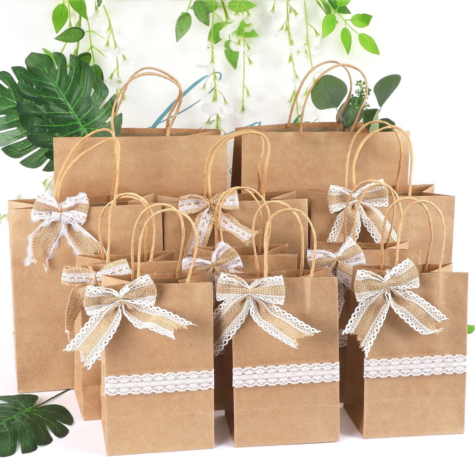 TOMNK 120pcs Brown Paper Bags with Handles Mixed Size Bulk Kraft Paper Gift Bags for Business, Shopping, Retail, Merchandise Bags