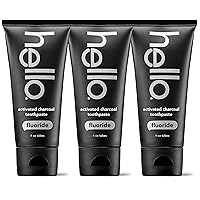 Activated Charcoal Toothpaste, Fluoride Toothpaste with Activated Charcoal, Teeth Whitening Toothpaste with Fresh Mint and Coconut Oil, No SLS, Vegan, Gluten Free, 3 Pack, 4 OZ Tubes