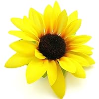 Small 3 1/2 inch Yellow Sunflower Silk Flower Hair Clip