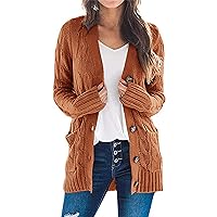 Pretty Garden Womens Open Front Cardigan Fashion Button Down Cable Knit Chunky Outwear Coats