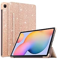 MoKo Case for Galaxy Tab S6 Lite 2022/2020, Slim Tri-Fold Cover with Auto-Wake/Sleep & Pen Holder Fit Samsung Galaxy Tab S6 Lite 10.4 2022/2020 (SM-P610/P613/P615/P619) ONLY - Pink Glitter
