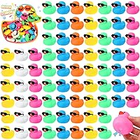 300 Pack Mini Rubber Ducks Set Bath Toys in Bulk with Sunglasses Float Squeak Tiny Ducks Baby Shower Rubber Duck Bathtub Pool Toy for Kids Party Birthday Supplies Prize Rewards(Colorful)