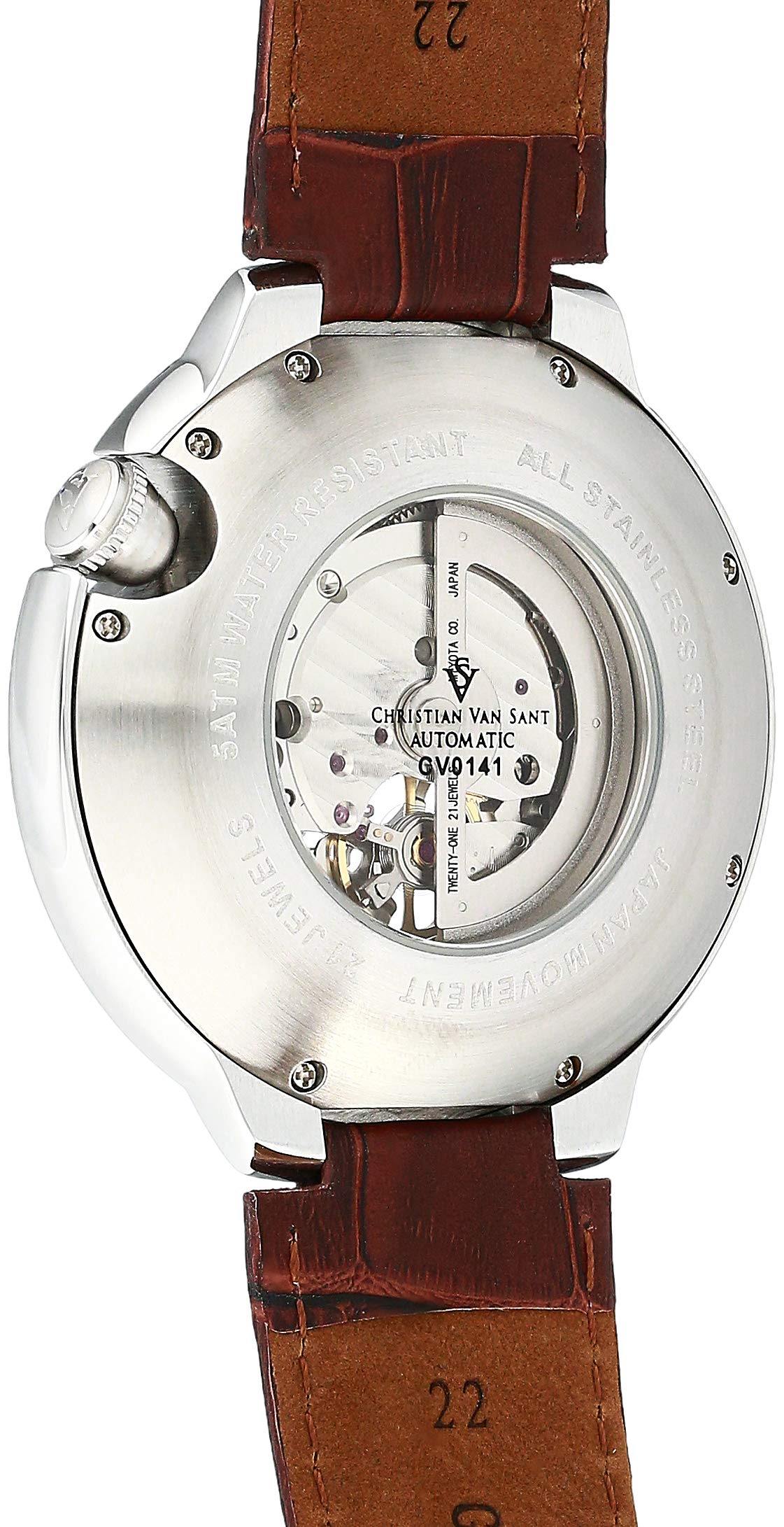 Christian Van Sant Men's CV0141 Cyclone Automatic Analog Display Quartz Brown Watch, Silver