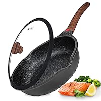 Vinchef Nonstick Deep Frying Pan Saute Pan with Lid, 12in/5.5Qt Fry Pan, German 3C+ Ceramic Coating Technology, Heat Indicator, Induction Compatible