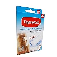 4 Packs of Tigerplast Transparent Waterproof. Waterproof Film + Pad, Latex-Free Acrylic Adhesive, Non-Stick Absorbent Pad, Waterproof Transparent Film. 60 mm. x 70 mm. (3 dressings/ Pack)