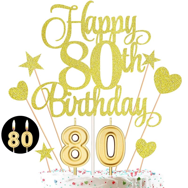 Mua 80th Birthday Cake Decorations Set Include 80th Birthday ...