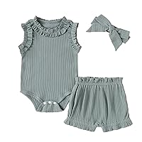 Little Girl Set Baby Girl Clothes Outfits CottonSolid Color Casual3PC Set Cute Clothe Girl (Green, 12-18 Months)