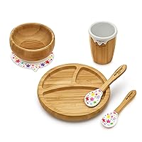 Round Bamboo Baby Plate, Star Set with Cup