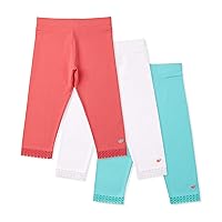 Lucky & Me Girls Leggings, Capri Length with Lace Trim and Wide Waistband, Jada 3 Pack
