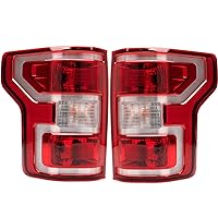 Brake Tail Light Rear Lamp Compatible With Ford F150 F-150 2018 2019 2020 Driver and Passenger Side Halogen Type OE-Style with Bulbs and Harness NON LED, NON Blind Spot Replace#JL3Z13405H