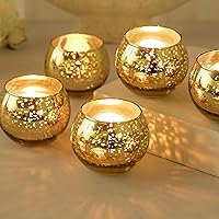 24pcs Gold Votive Candle Holders for Tealight, Mercury Glass Votives Set for Wedding Party Centerpiece Table Decorations