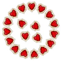 Heart Rhinestones 30pcs Sew on Rhinestones Buttons Heart Shaped Rhinestone for Crafts Clothing,Red