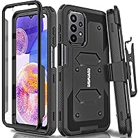 for Samsung Galaxy A23 5G / A23 (4G) Aegis Series case, Full-Body Rugged Dual-Layer Shockproof Protective Swivel Belt-Clip Holster Cover with Built-in Screen Protector, Kickstand, Black