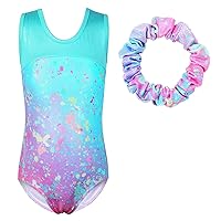 TFJH E Leotards for Gymnastics Girls Practice Apparel Outfits with Scrunchie Shorts Sets