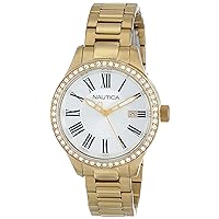 Nautica Women's N16661M BFD 101 Swarovski Crystal-Accented Gold-Tone Stainless Steel Watch