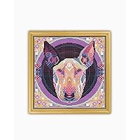Bull Terrier CS764-1 - Counted Cross Stitch KIT#2. Set of Threads, Needles, AIDA Fabric, Needle Threader, Embroidery Clippers and Printed Color Pattern Inside.