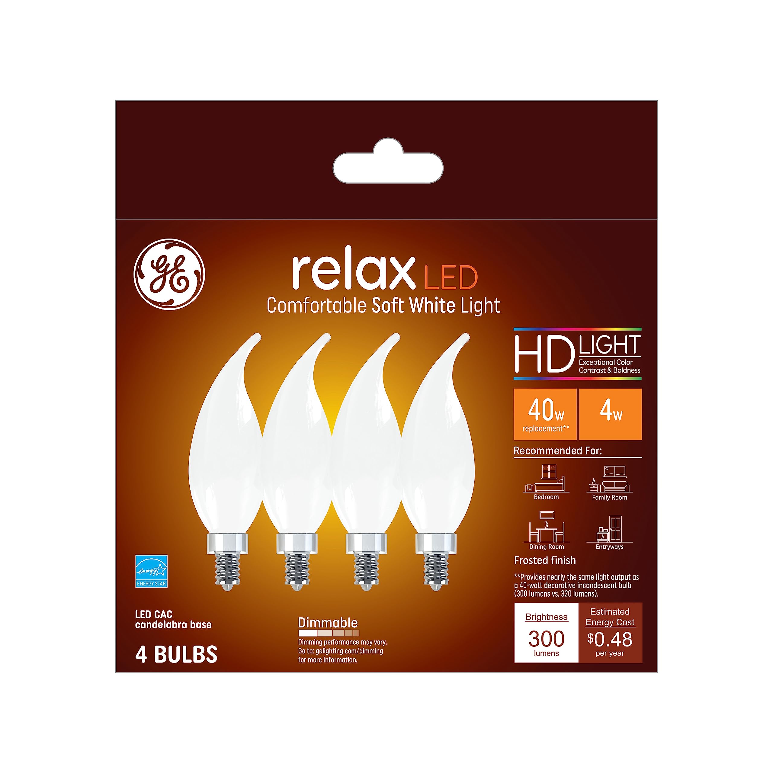 Mua GE Relax LED Light Bulbs, 40 Watt Eqv, Soft White HD Light ...