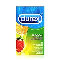 Durex Tropical Flavors Flavored Premium Condoms, 12 Count