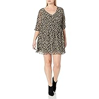 City Chic Women's Apparel Women's Plus Size Printed Dress with Shirred Waistline