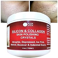 Acne Scars Silicon & Collagen Skin Polishing Crystals Gel For Indented Rolling Atrophic & Keloid Scars Natural Ingredients By, Clear, 4.0 Fl Oz, (Pack of 1)