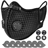 AstroAI Face Mask Reusable Dust Mask with Filters,Adjustable for Woodworking, Construction, Outdoor (Black, 1 Mask + 6 Extra Activated Carbon Filters Included)